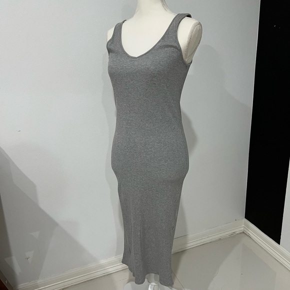 Gray Ribbed Bodycon Dress - Picture 2 of 8